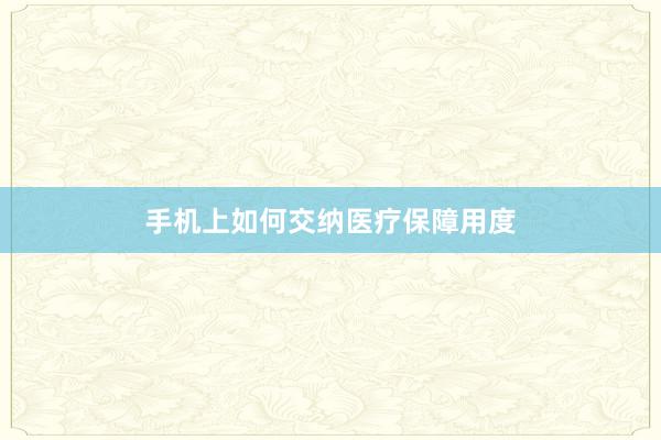 手机上如何交纳医疗保障用度